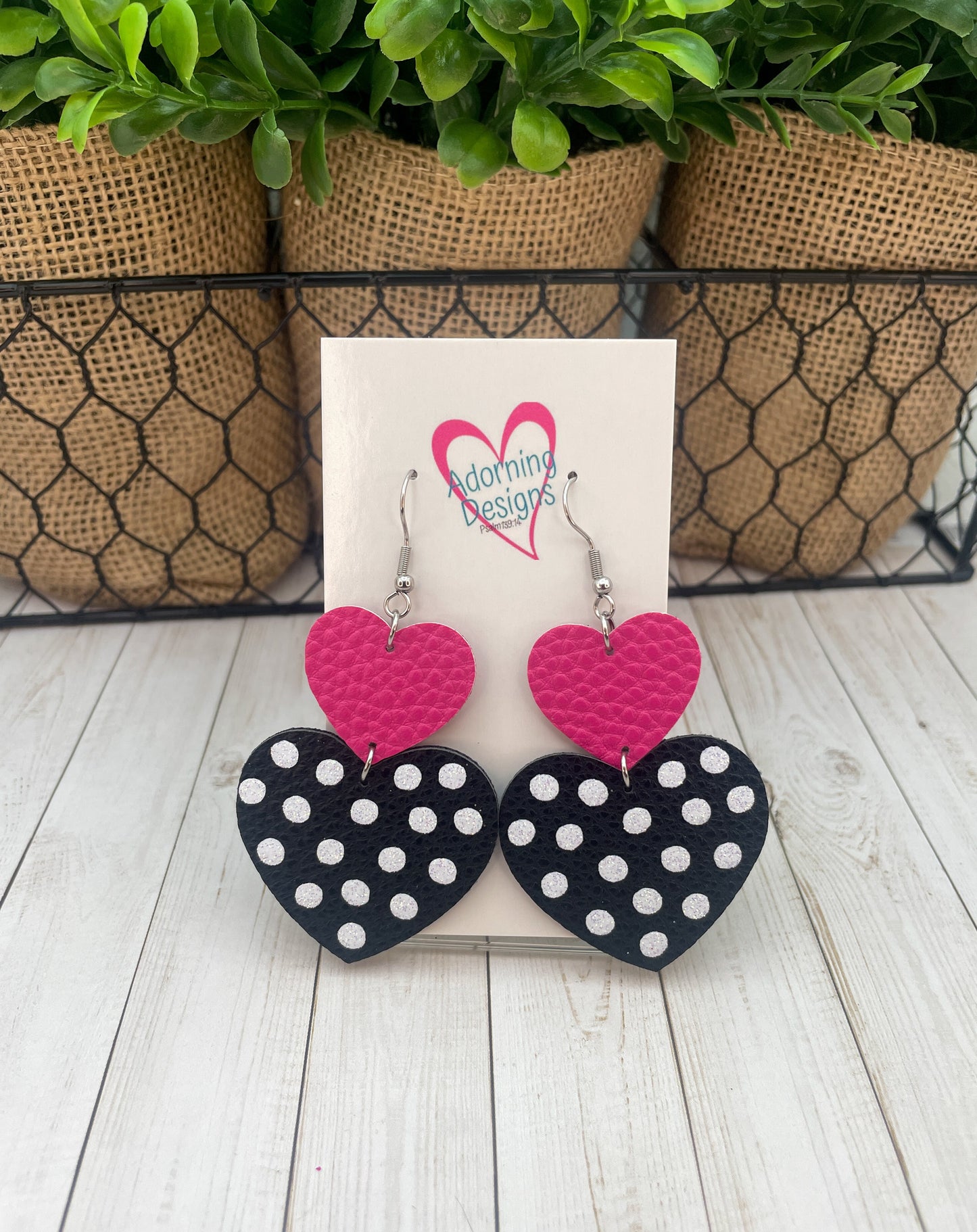 Valentine's Double dotted heart Dangles