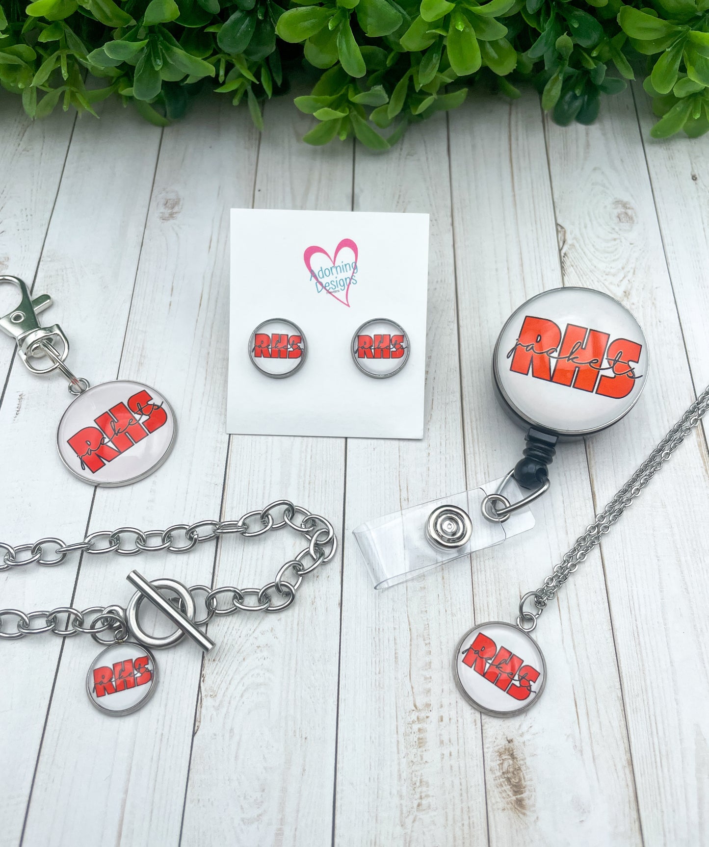 Style 10: Glass cab items- Custom studs, necklace, charm bracelet, zipper pull, badge reel