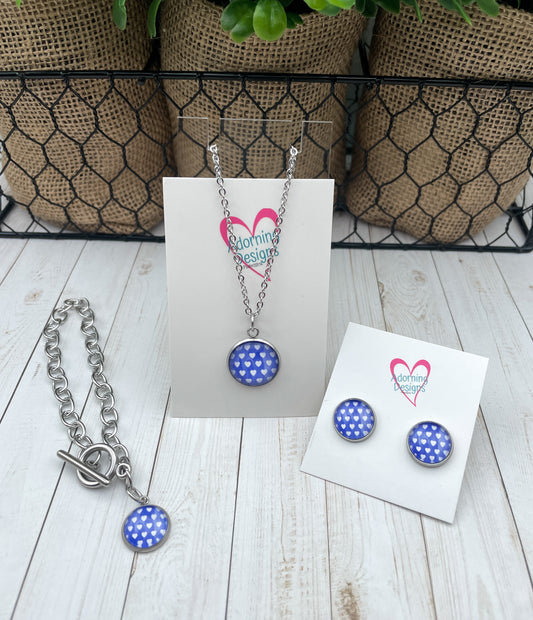 Purple with white hearts Set