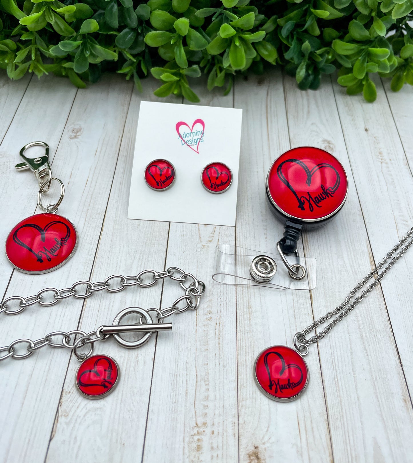 Style 8: Glass cab items- Custom studs, necklace, charm bracelet, zipper pull, badge reel