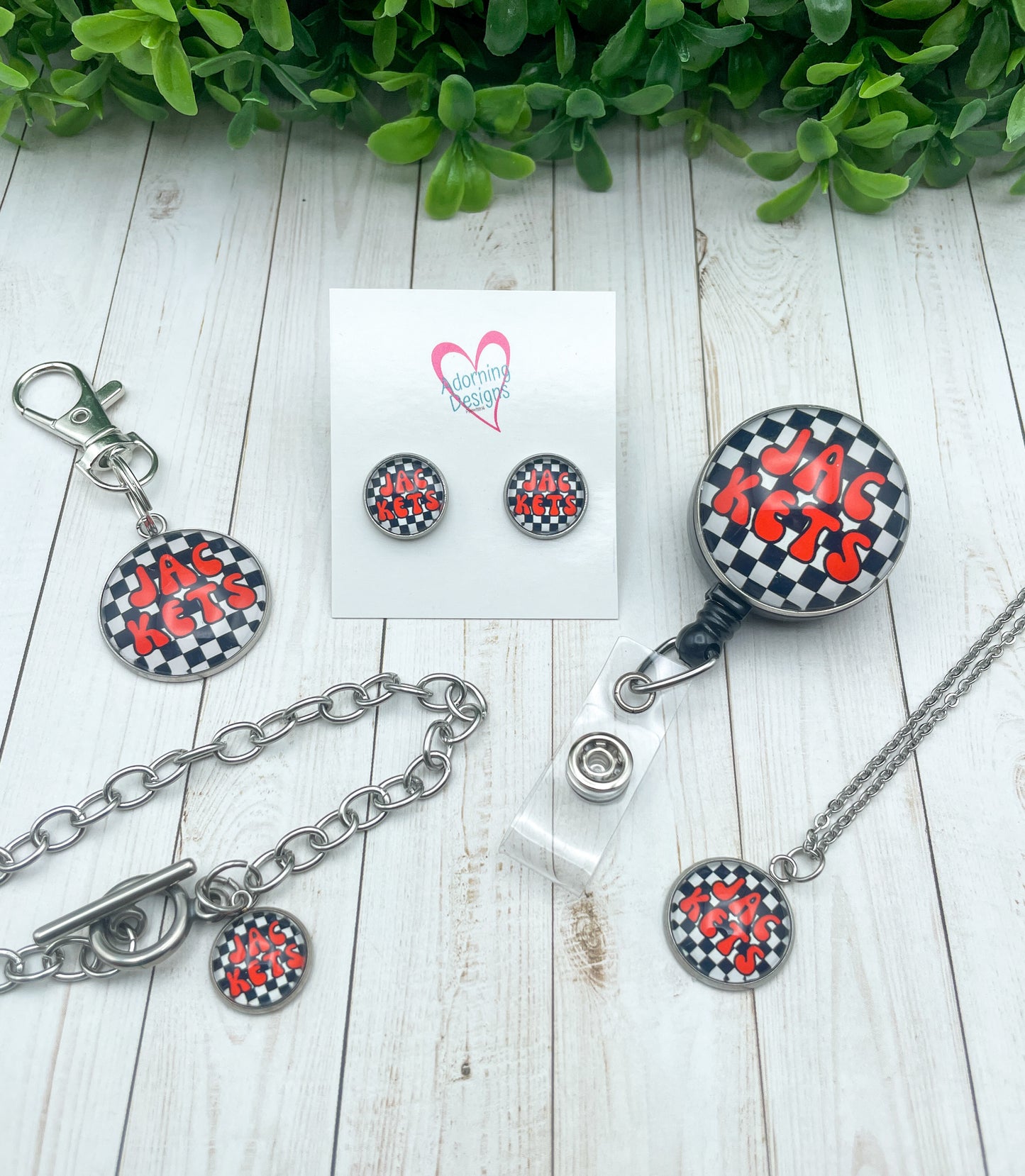 Style 6: Glass cab items- Custom studs, necklace, charm bracelet, zipper pull, badge reel