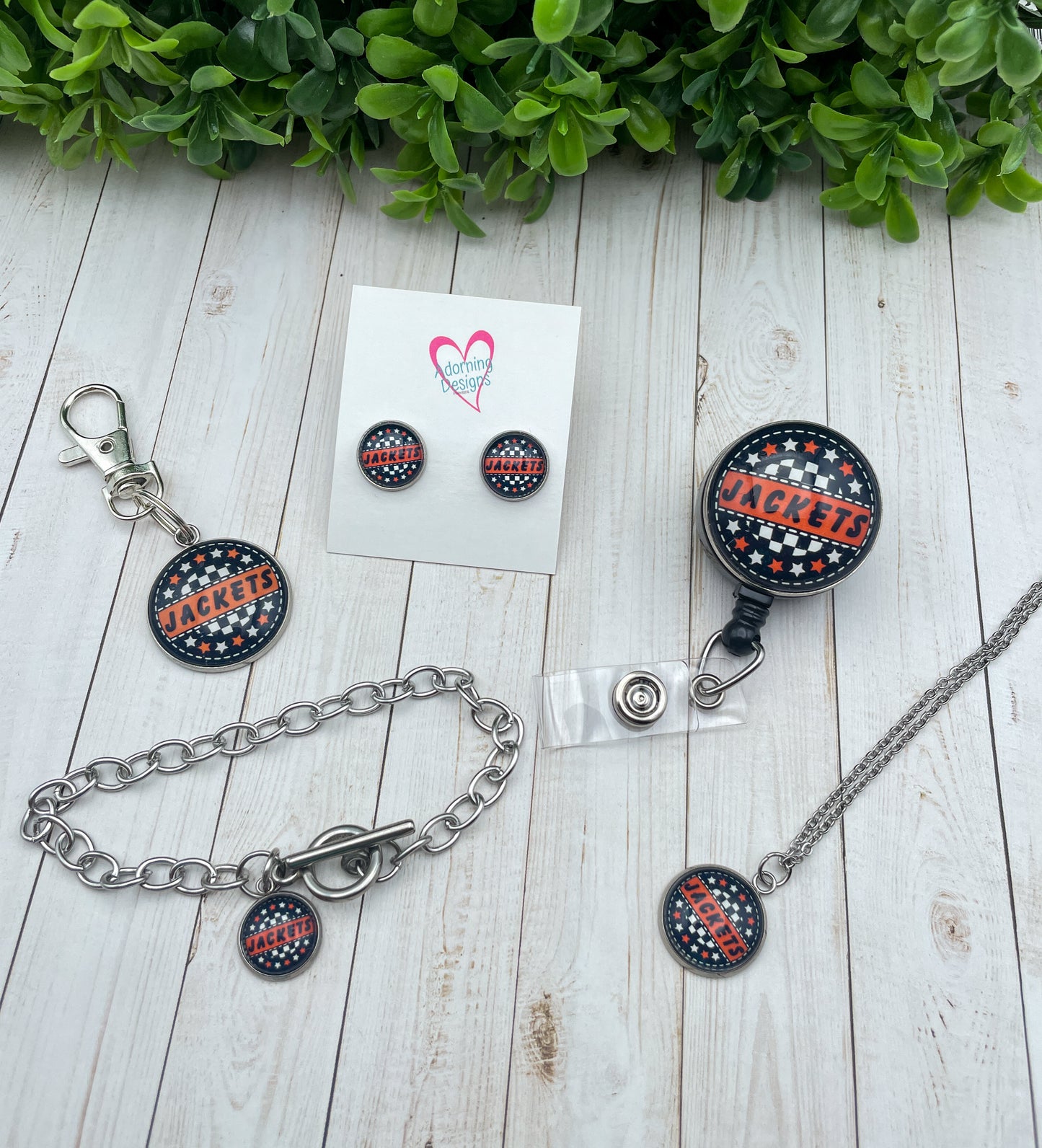 Style 11: Glass cab items- Custom studs, necklace, charm bracelet, zipper pull, badge reel