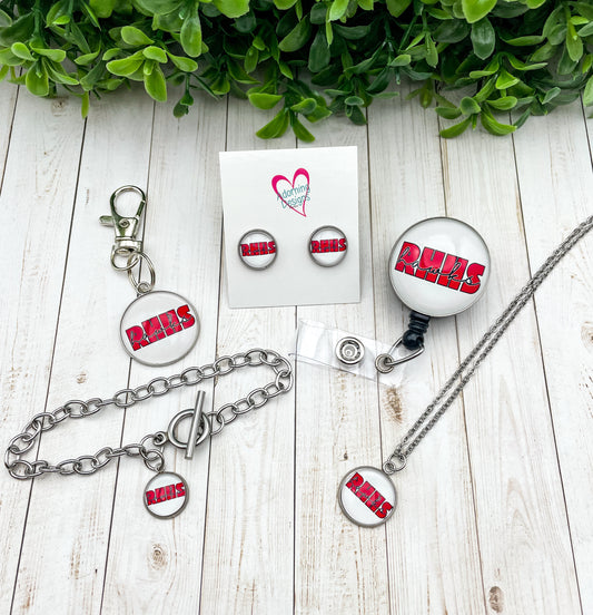 Style 10: Glass cab items- Custom studs, necklace, charm bracelet, zipper pull, badge reel