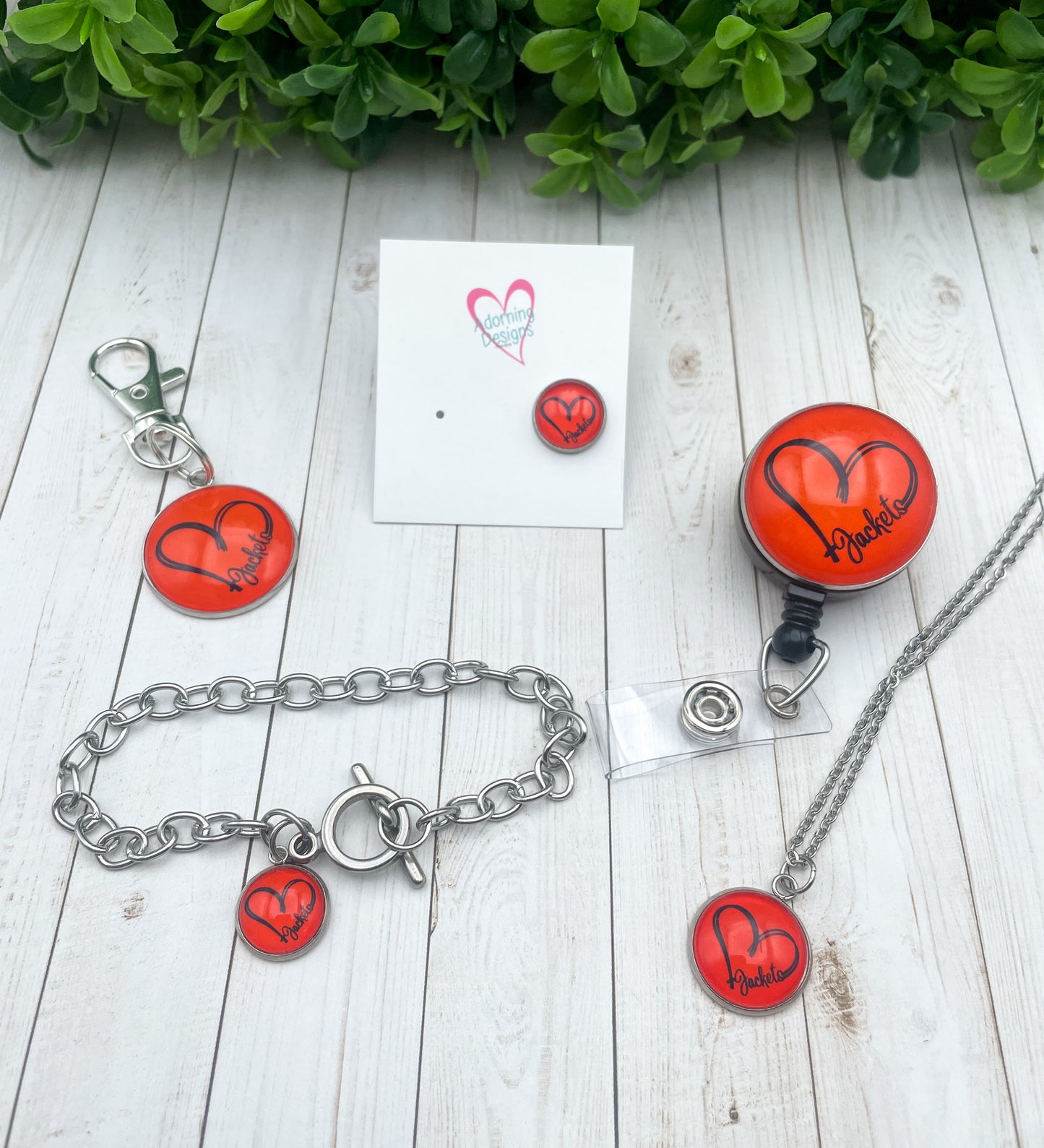 Style 8: Glass cab items- Custom studs, necklace, charm bracelet, zipper pull, badge reel