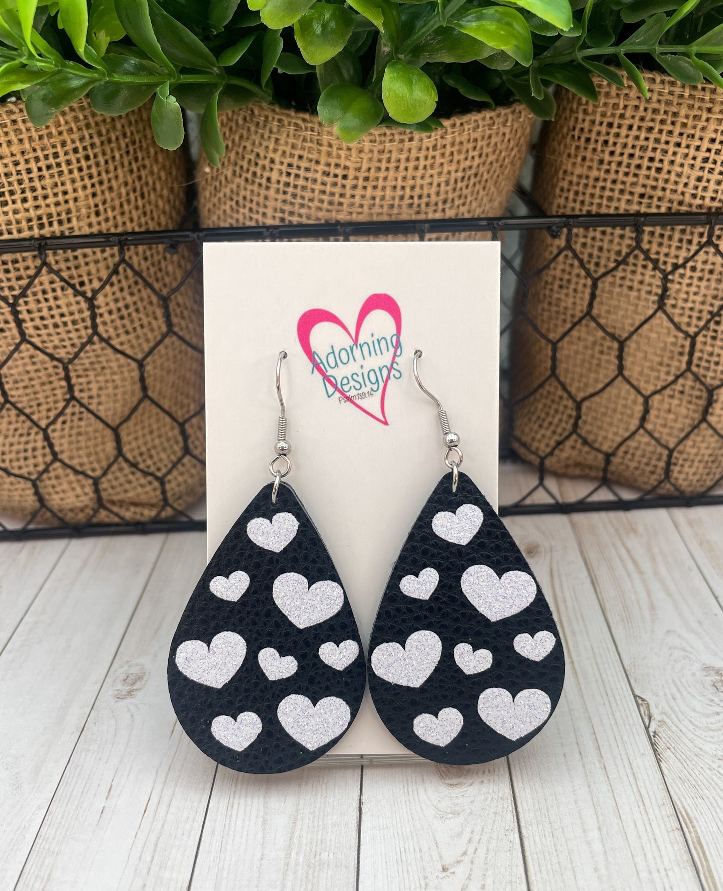 Valentine's white hearts Dangles