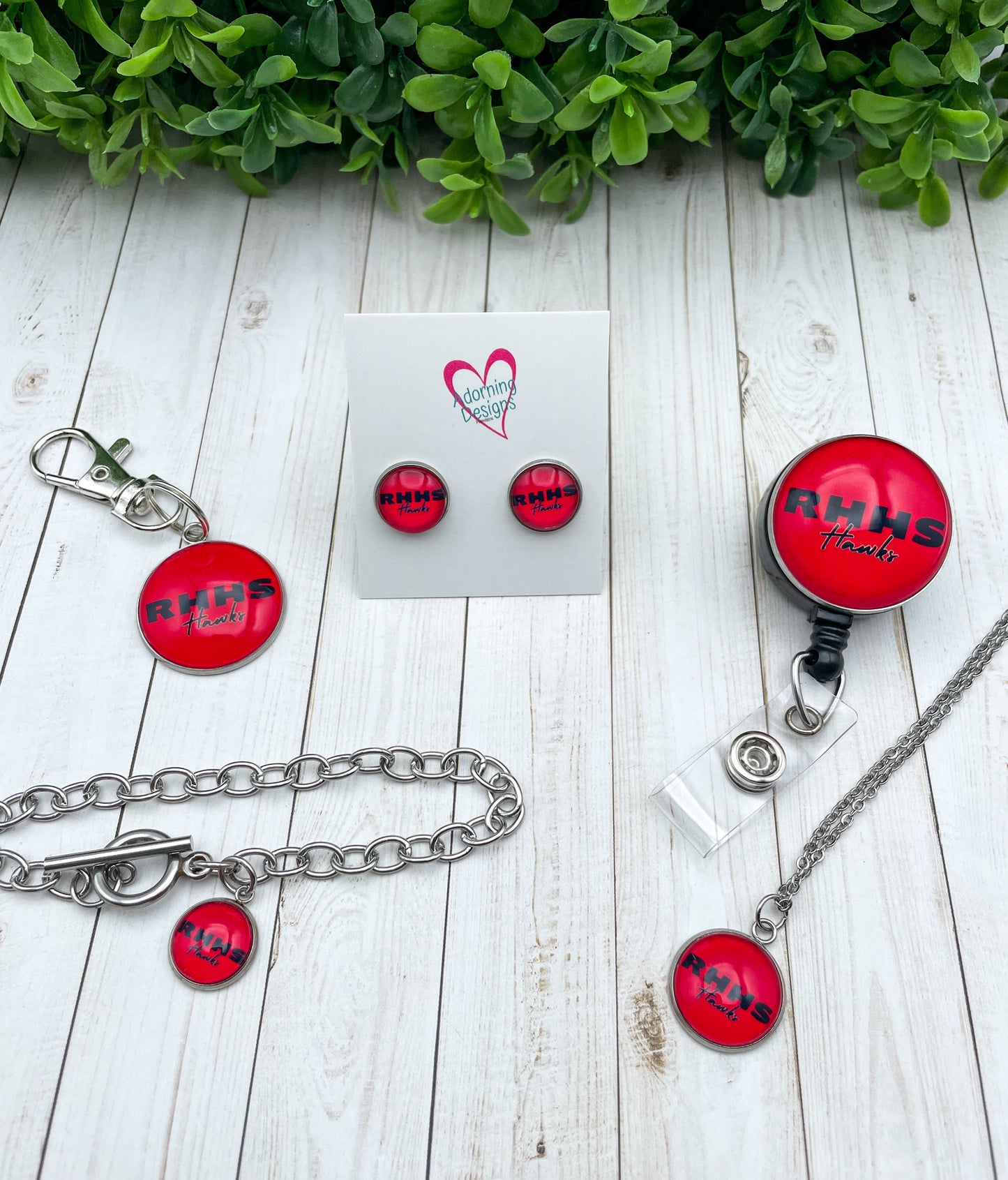 Style 7: Glass cab items- Custom studs, necklace, charm bracelet, zipper pull, badge reel