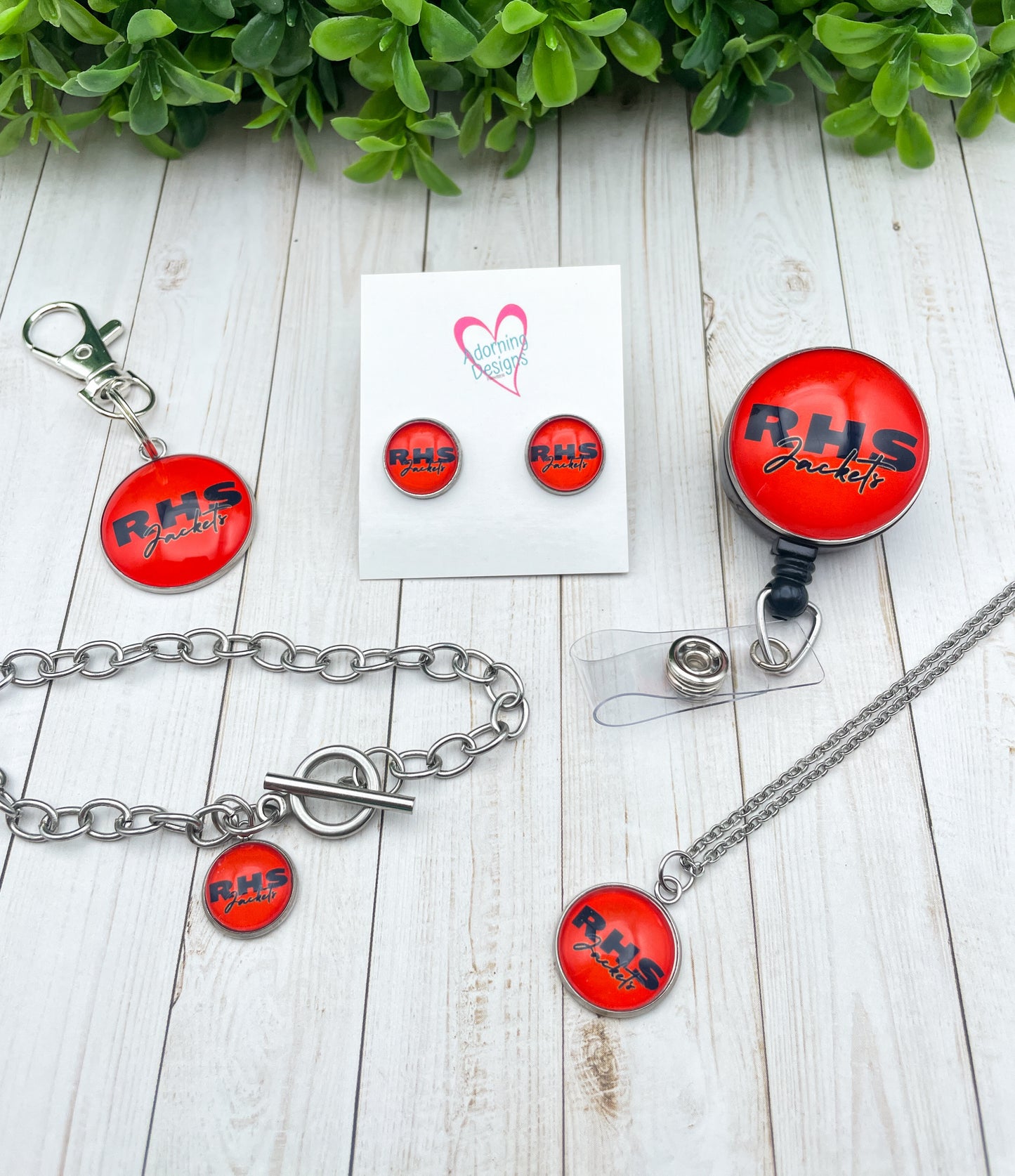 Style 7: Glass cab items- Custom studs, necklace, charm bracelet, zipper pull, badge reel